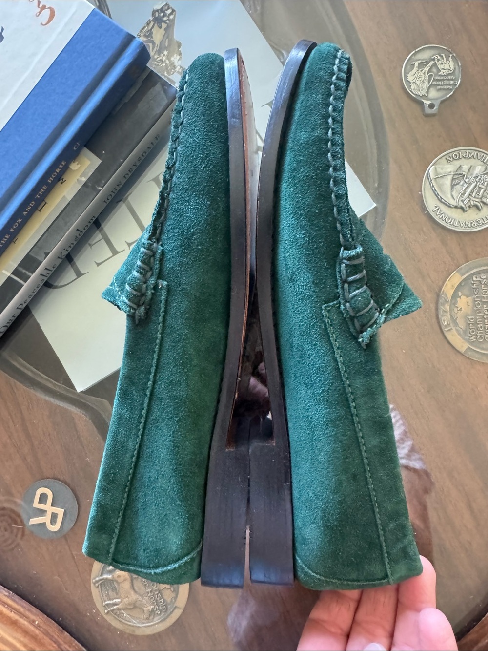 Bass and Madewell Weejuns Forest Green Suede Sz 8 - Picture 4 of 9
